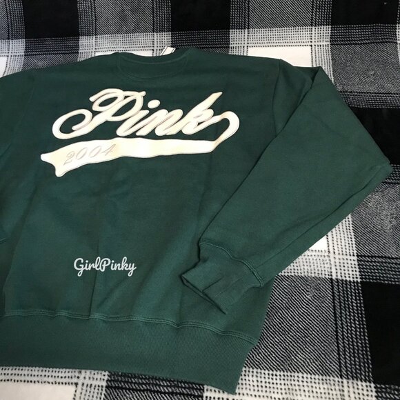 VS PINK 2004 LIMITED EDITION PINK FRIDAY DEEP FOREST CREW SWEATSHIRT - Picture 4 of 10